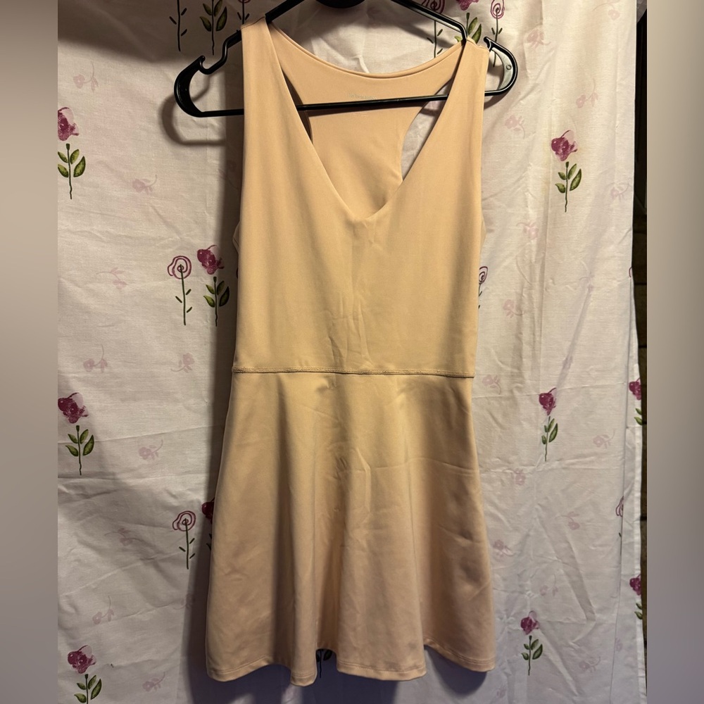 Reformation Cream V-Neck Fit and Flare Mini Dress athletic
